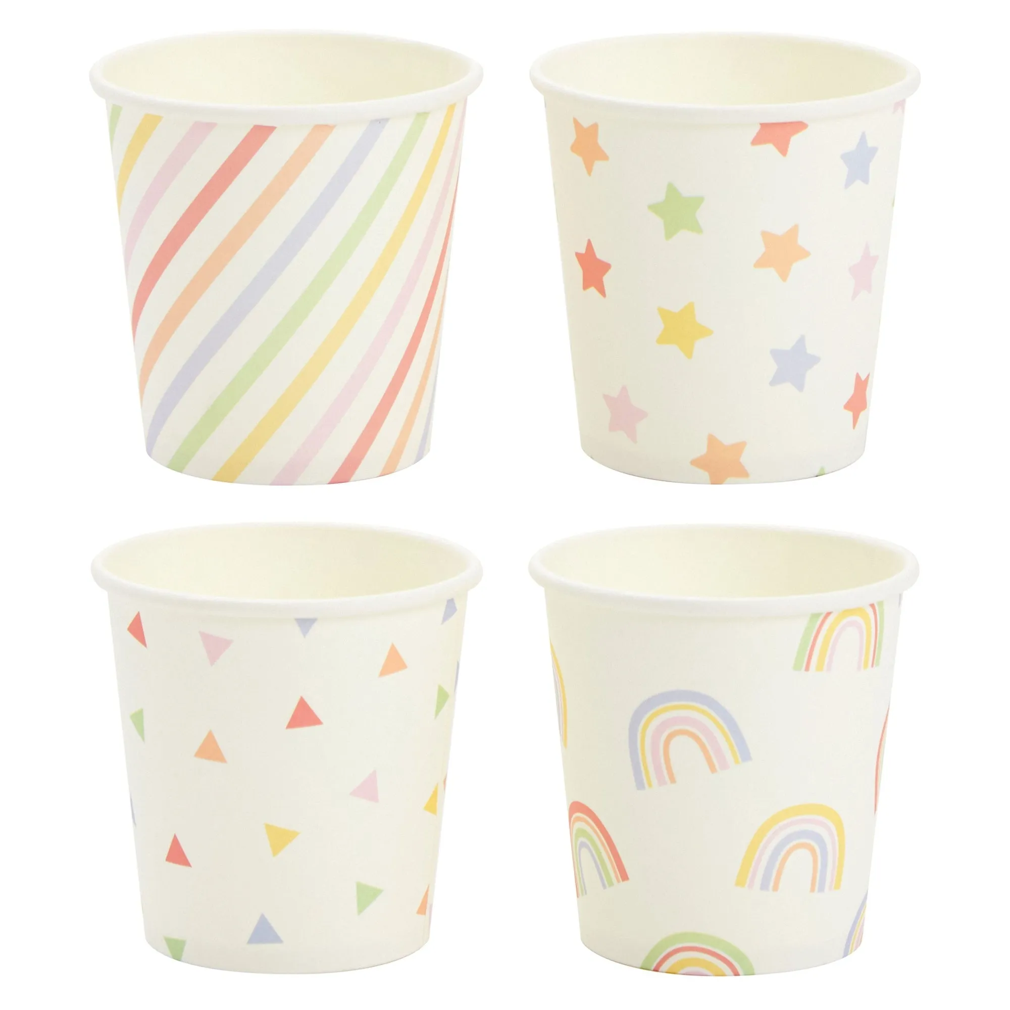 100 Pack Disposable Mini Paper Cups for Espresso, Mouthwash, Coffee (4oz, 4 Colorful Designs)