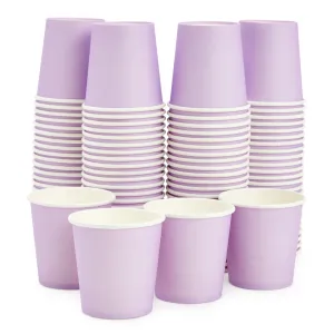 100 Pack Disposable Mini Paper Cups for Espresso, Mouthwash, Tea, Coffee (4oz, Purple)