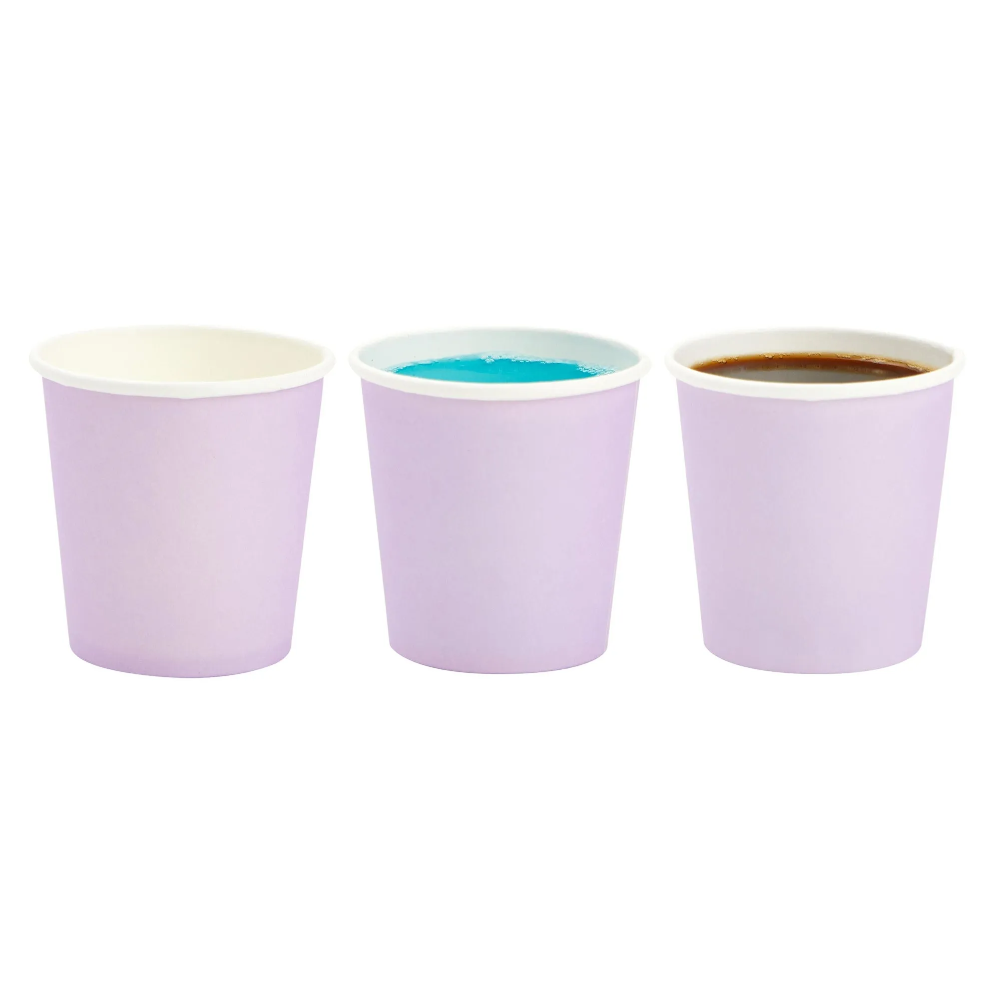 100 Pack Disposable Mini Paper Cups for Espresso, Mouthwash, Tea, Coffee (4oz, Purple)