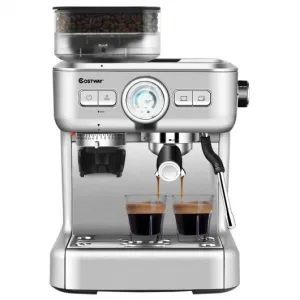 15 Bar Espresso Coffee Maker 2 Cup /w Built-in Steamer Frother and Bean Grinder