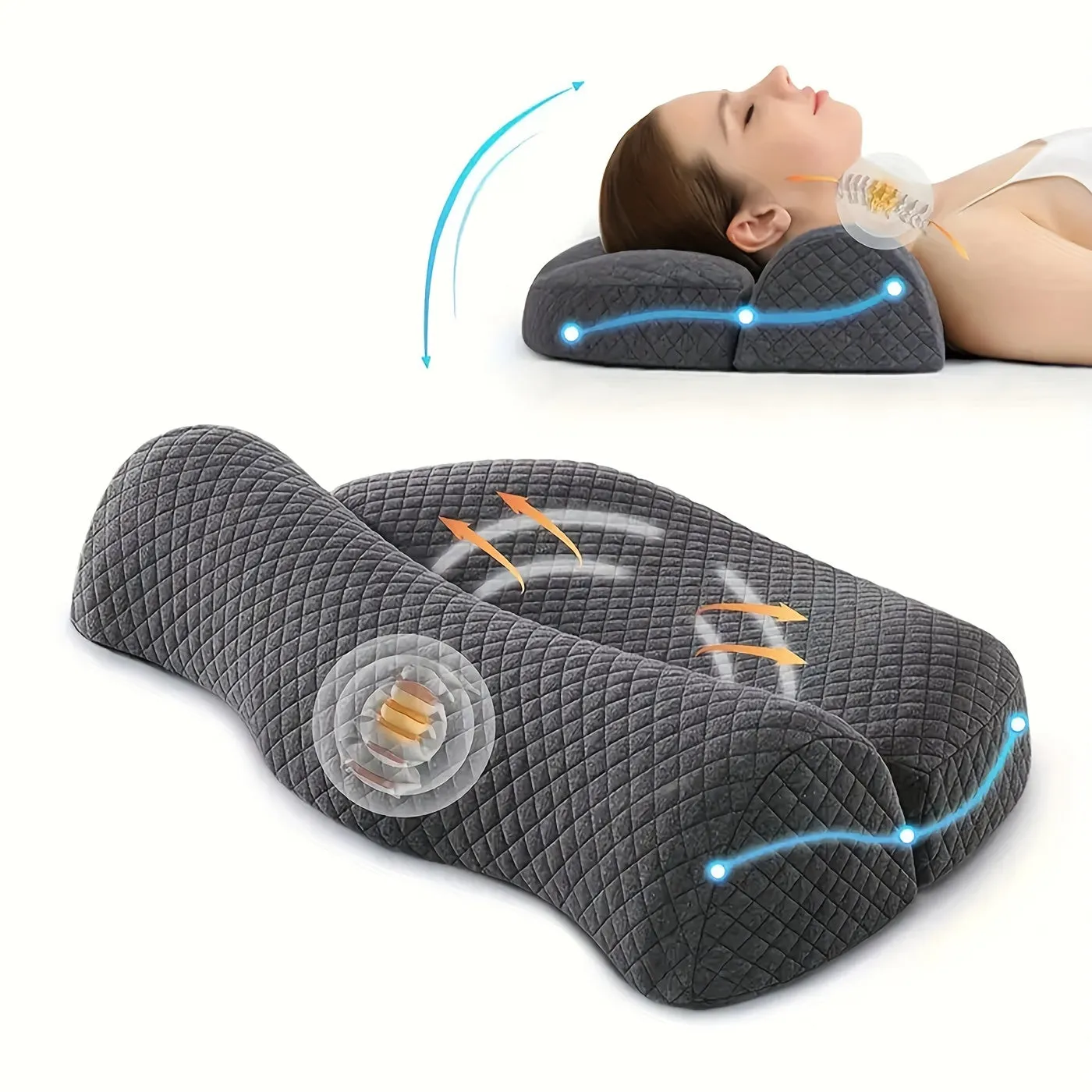 1pc Adjustable Ergonomic Orthopedic Neck Pillow - Contour Support for Shoulder and Cervical Relaxation, Memory Foam for Customized Fit and Long-Lasting Comfort