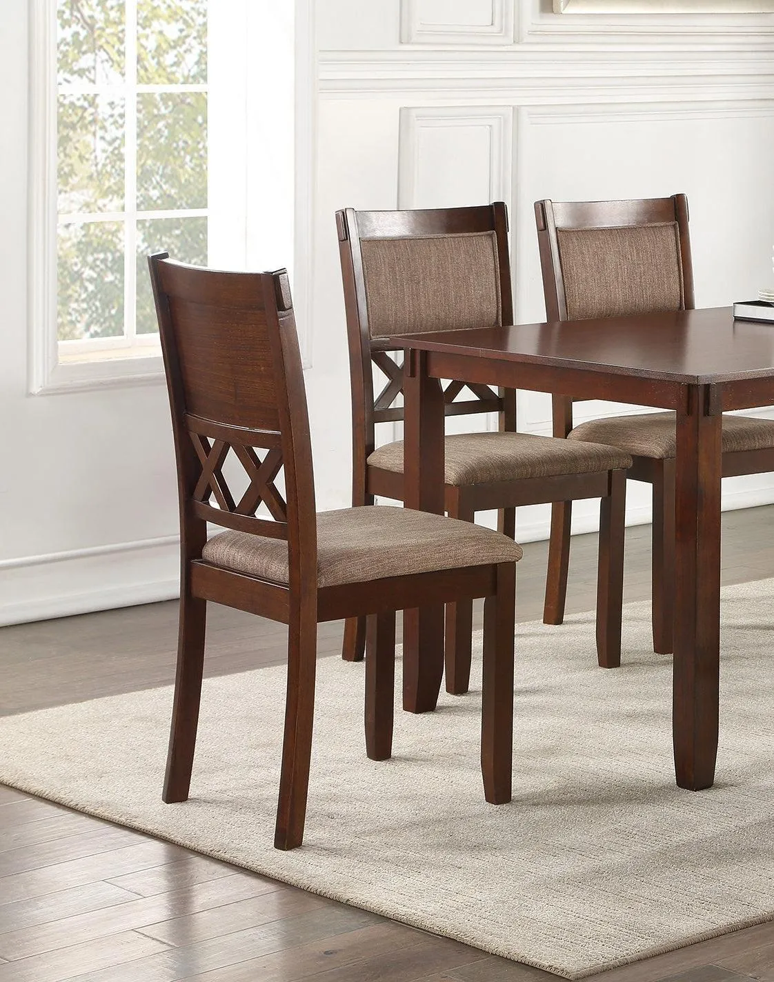 6-Piece Modern Dining Set, Espresso Color, Solid Wood with Bench & 4 Chairs