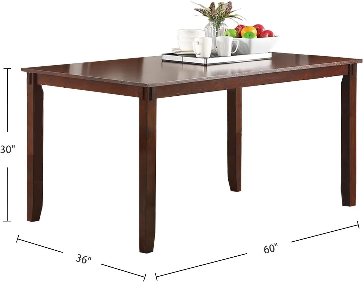 6-Piece Modern Dining Set, Espresso Color, Solid Wood with Bench & 4 Chairs