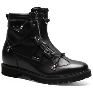 9 CM / 3.54 Inches - CMR CHAMARIPA Height Increase Casual Outdoor Boots Black Men Boots With Hidden Heel