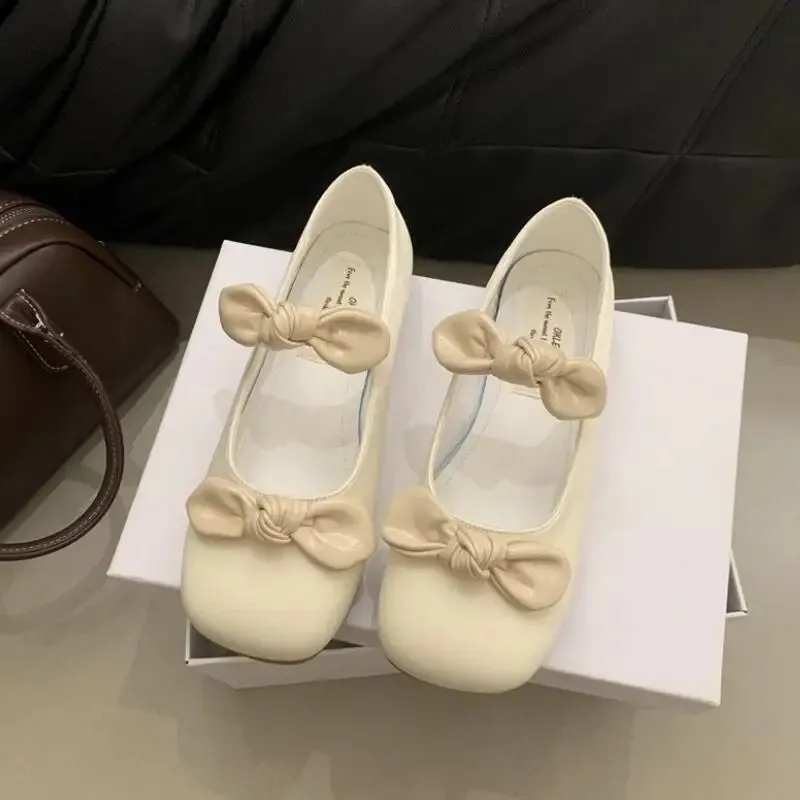 Advbridge  -  Spring Elegant Bow Women Flat Shoes Fashion Round Toe Shallow Slip On Ballerinas Shoes Casual Mary Jane Shoes Cute Girl