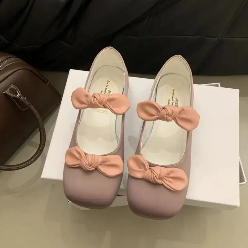 Advbridge  -  Spring Elegant Bow Women Flat Shoes Fashion Round Toe Shallow Slip On Ballerinas Shoes Casual Mary Jane Shoes Cute Girl