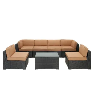 Aero 7 Piece Outdoor Patio Sectional Set By Modway - EEI-695 - Espresso Mocha