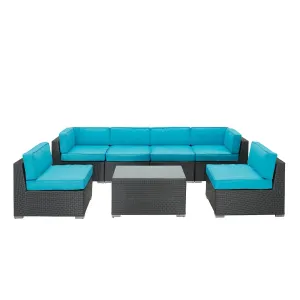 Aero 7 Piece Outdoor Patio Sectional Set By Modway - EEI-695 - Espresso Turquoise