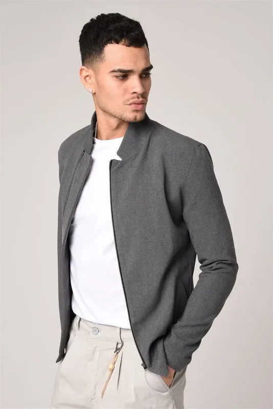 Antioch Grey Mock Collar Zip Up Jacket