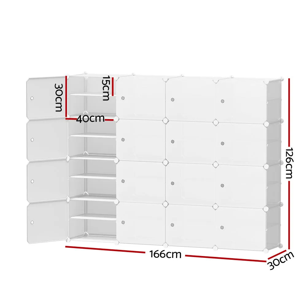 Artiss Shoe Rack DIY 16 Storage Cube Stackable White