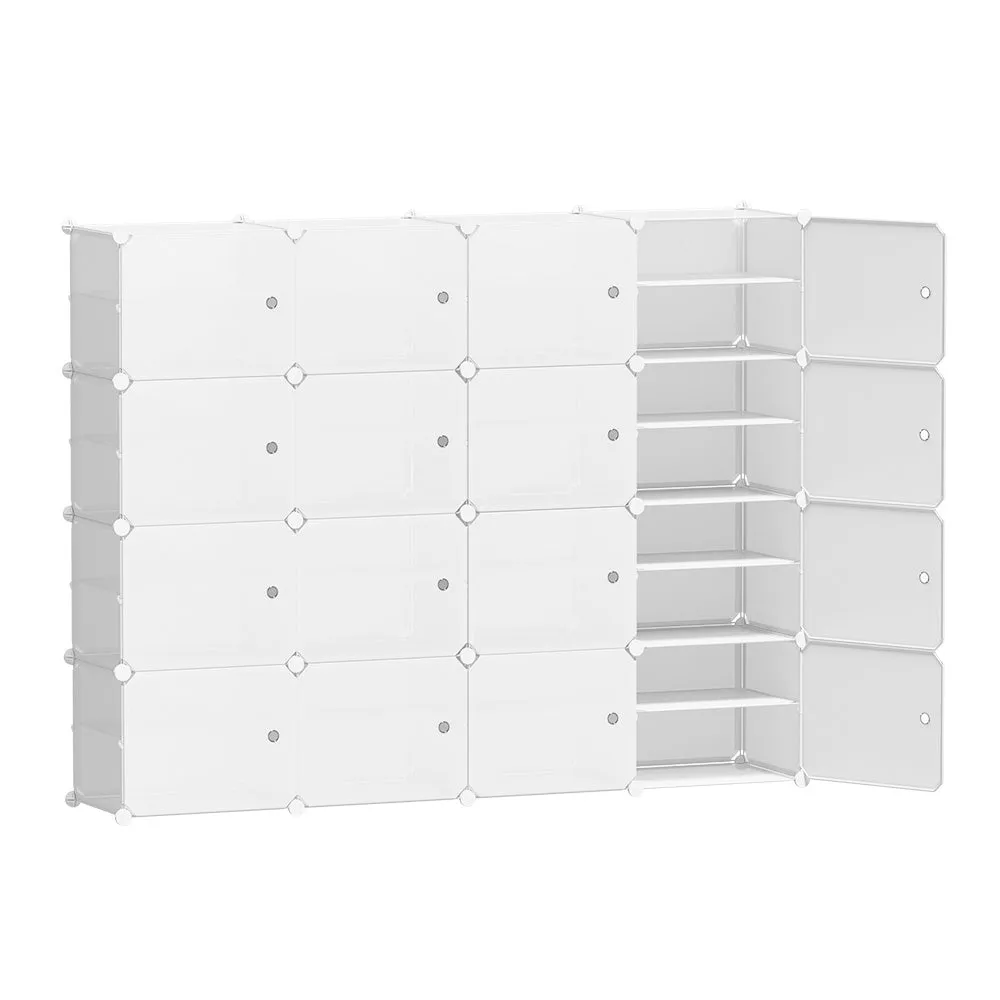 Artiss Shoe Rack DIY 16 Storage Cube Stackable White