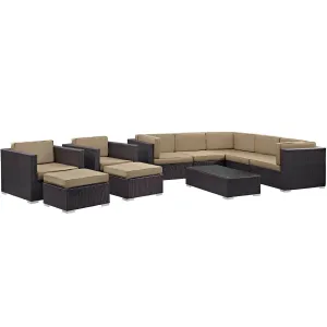 Avia 10 Piece Outdoor Patio Sectional Set By Modway - EEI-826 - Espresso Mocha