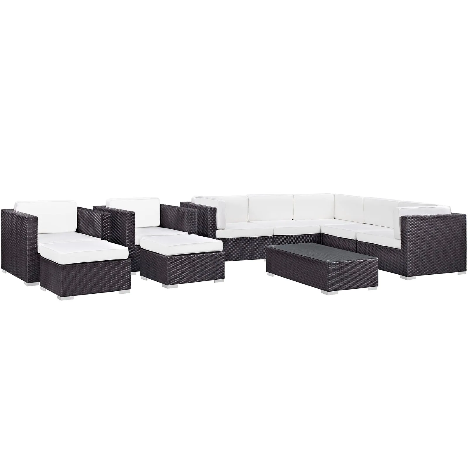 Avia 10 Piece Outdoor Patio Sectional Set By Modway - EEI-826 - Espresso White