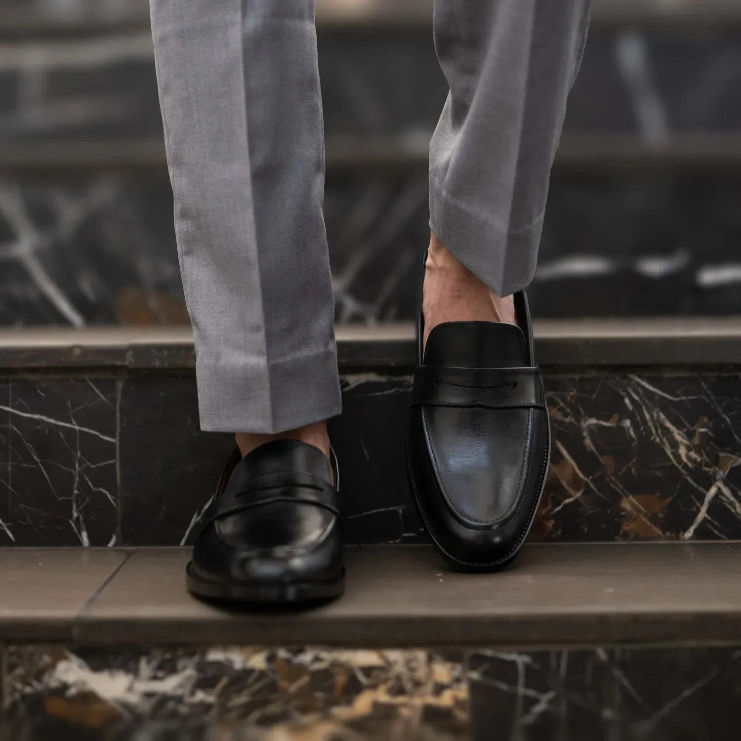 Baxton Black Leather Loafers