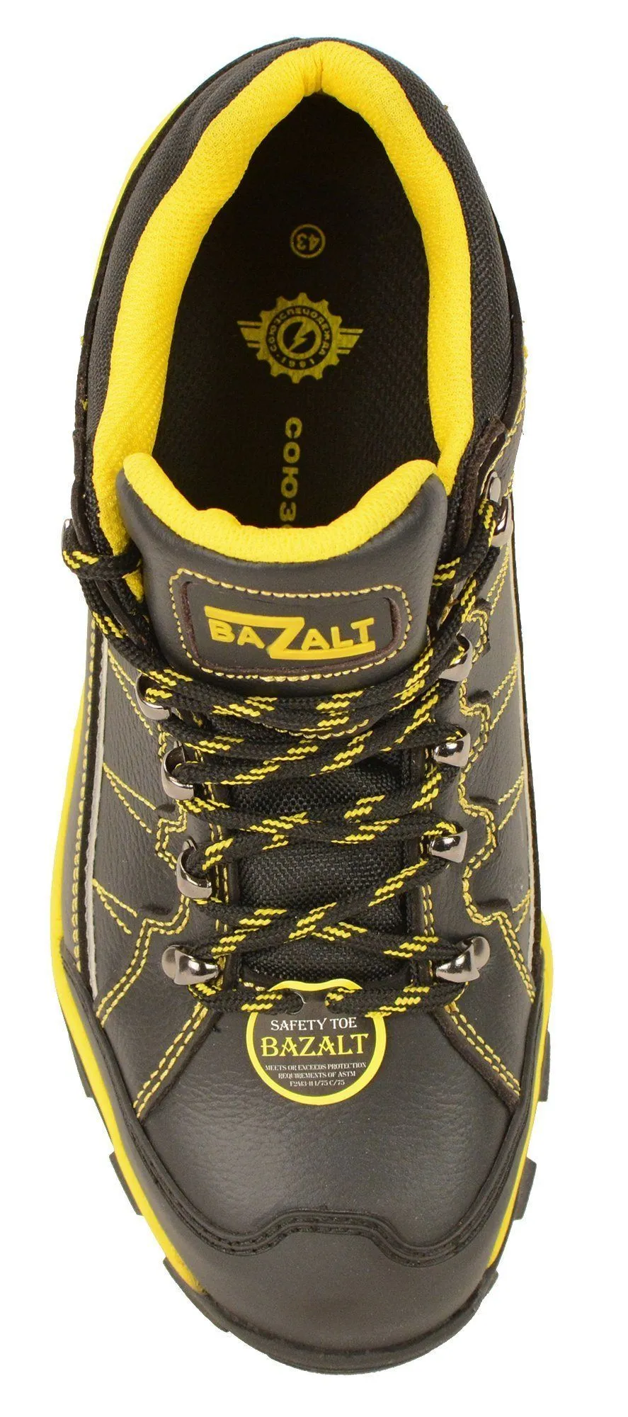 BAZALT-MBM9121ST Men’s Black & Yellow Water & Frost Proof Leather Shoe