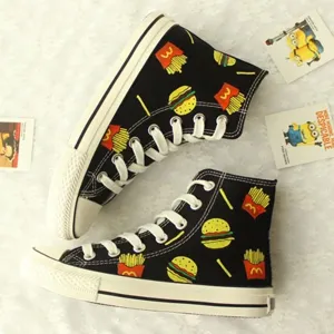 Cartoon Hamburger French Fries Canvas Shoes AD10515