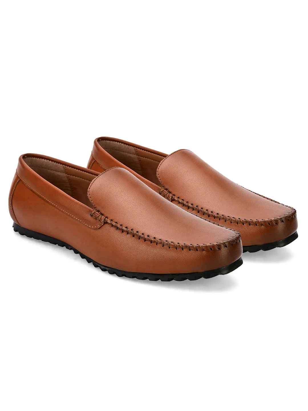 Dart Tan Solid Loafers