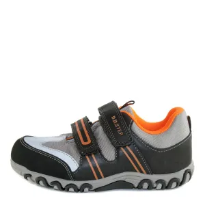 D.D. Step Big Kid Boy Waterproof Double Strap Shoes Black And Orange - Supportive Leather From Europe Kids Orthopedic