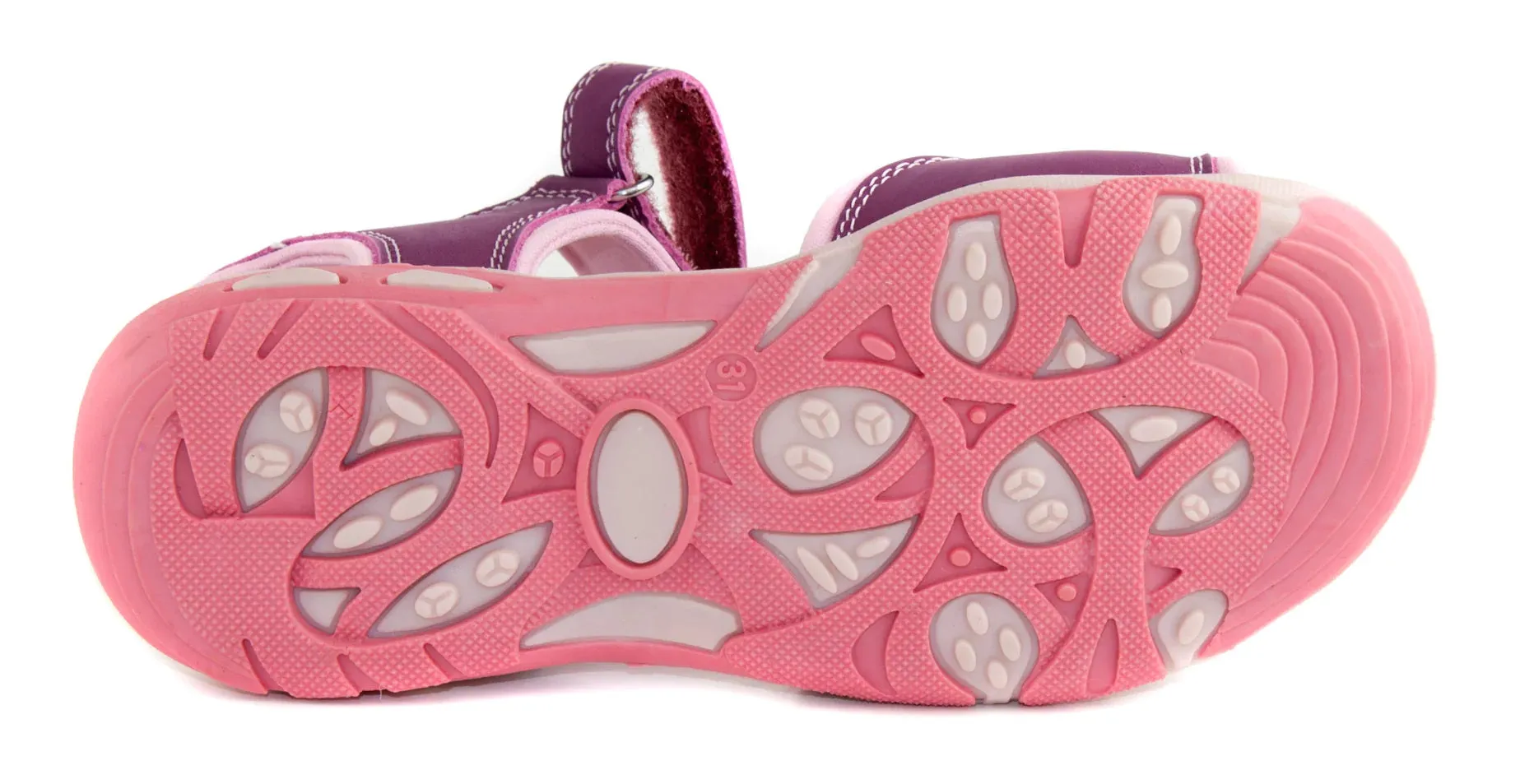 D.D. Step Girls Sandals Purple And Pink With Heart - Supportive Leather Shoes From Europe Kids Orthopedic