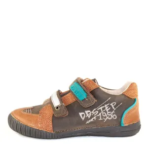 D.D. Step Little Kid Boy Shoes Brown With Beige Graffiti - Supportive Leather From Europe Kids Orthopedic