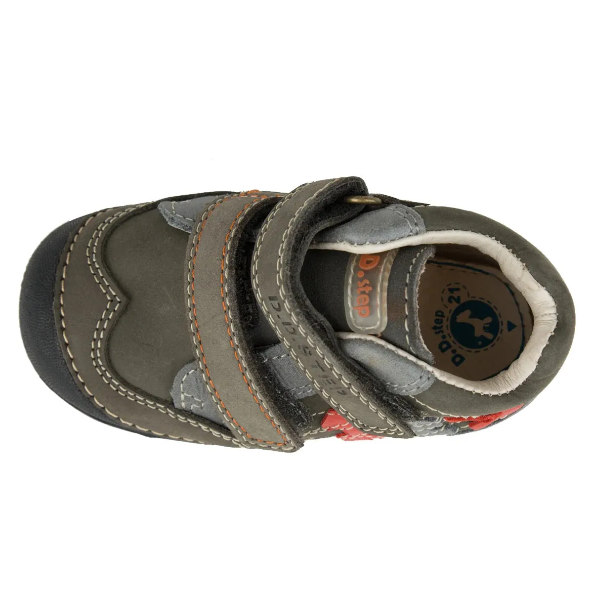 D.D. Step Toddler Boy Shoes Brown And Grey With Numbers - Supportive Leather From Europe Kids Orthopedic