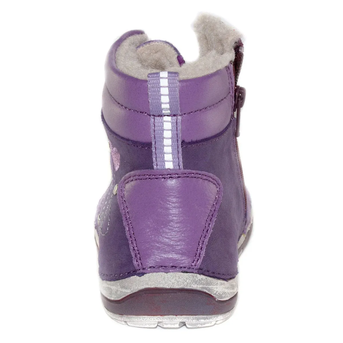 D.D. Step Toddler Girl Shoes/Winter Boots With Faux Fur Insulation Lavender Hearts - Supportive Leather Shoes From Europe Kids Orthopedic