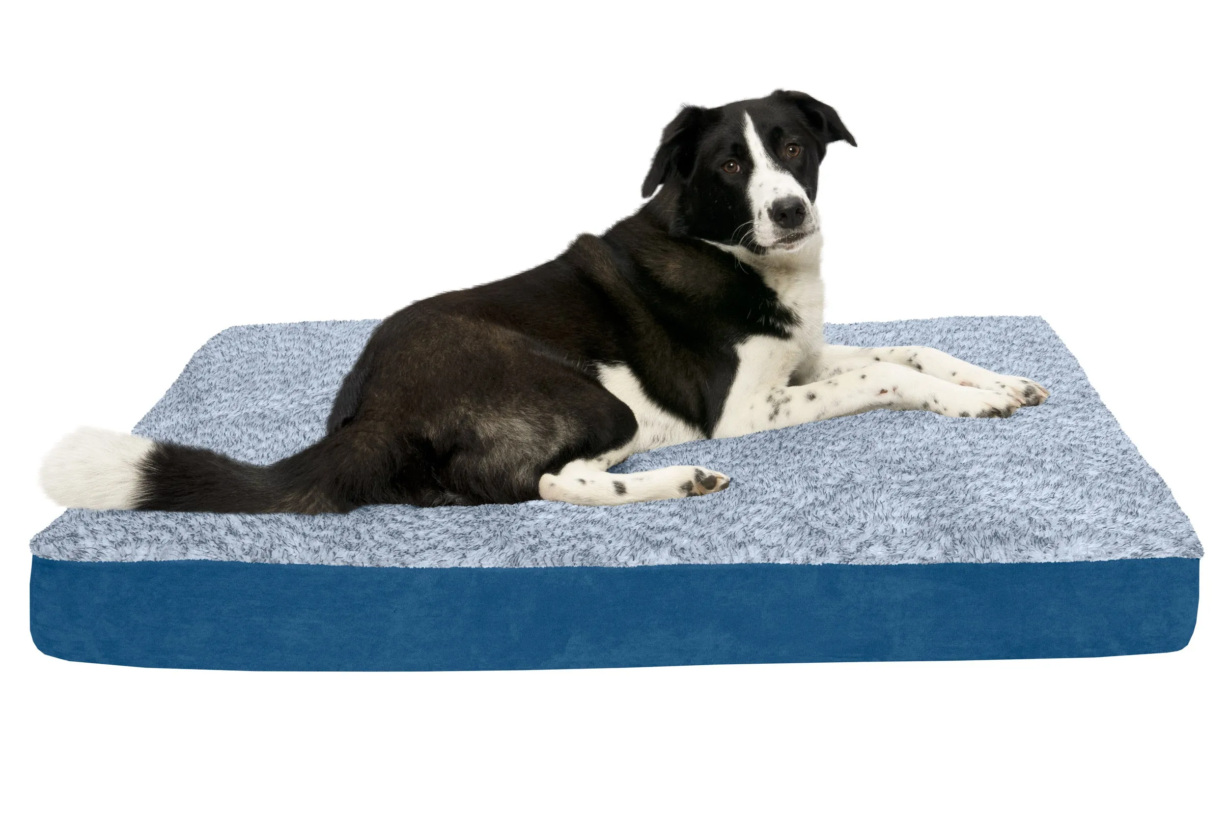 Deluxe Mattress Dog Bed - Two-Tone Faux Fur & Suede