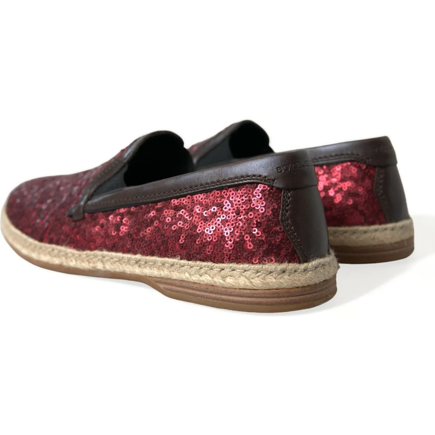 Dolce & Gabbana Red Sequined Leather Loafers