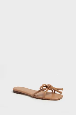 Dune Nappa Hadley Leather Bow Flat Sandal