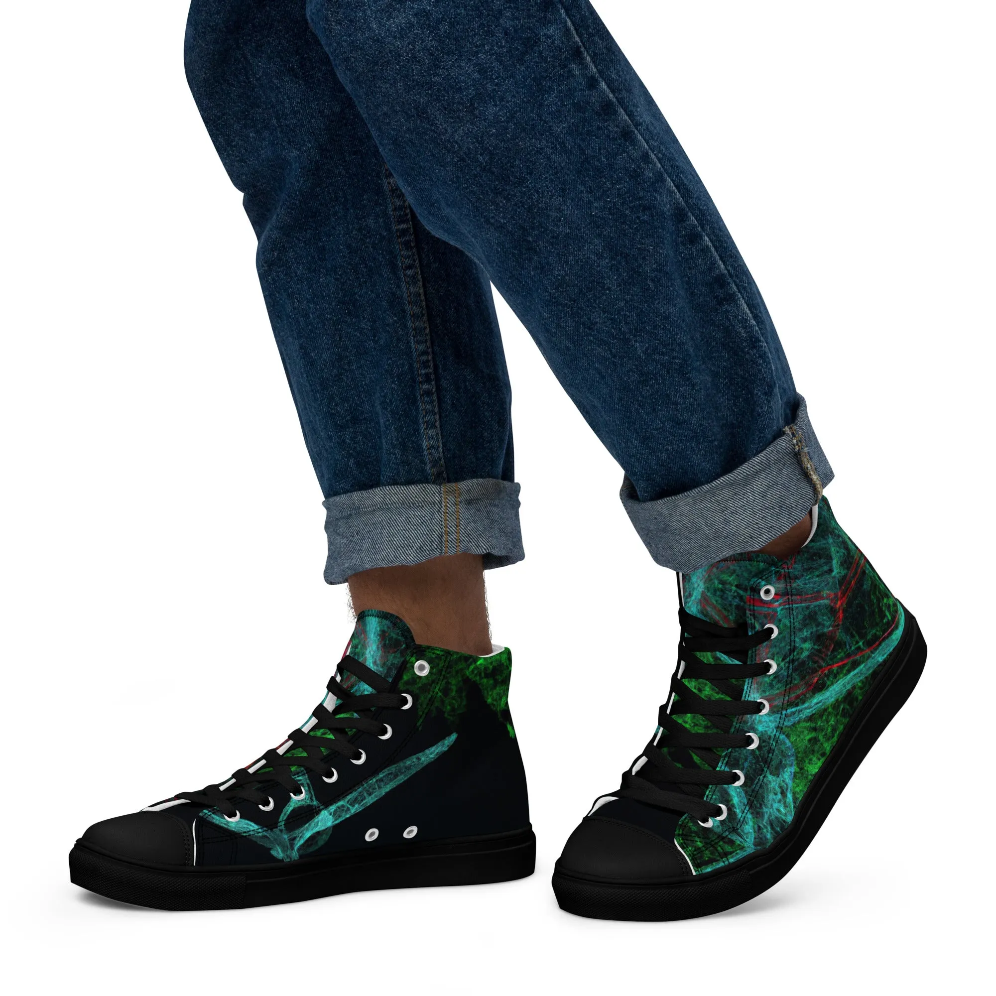 Elevate Your Style: Unique Dark Green Abstract High Tops | Limited Edition