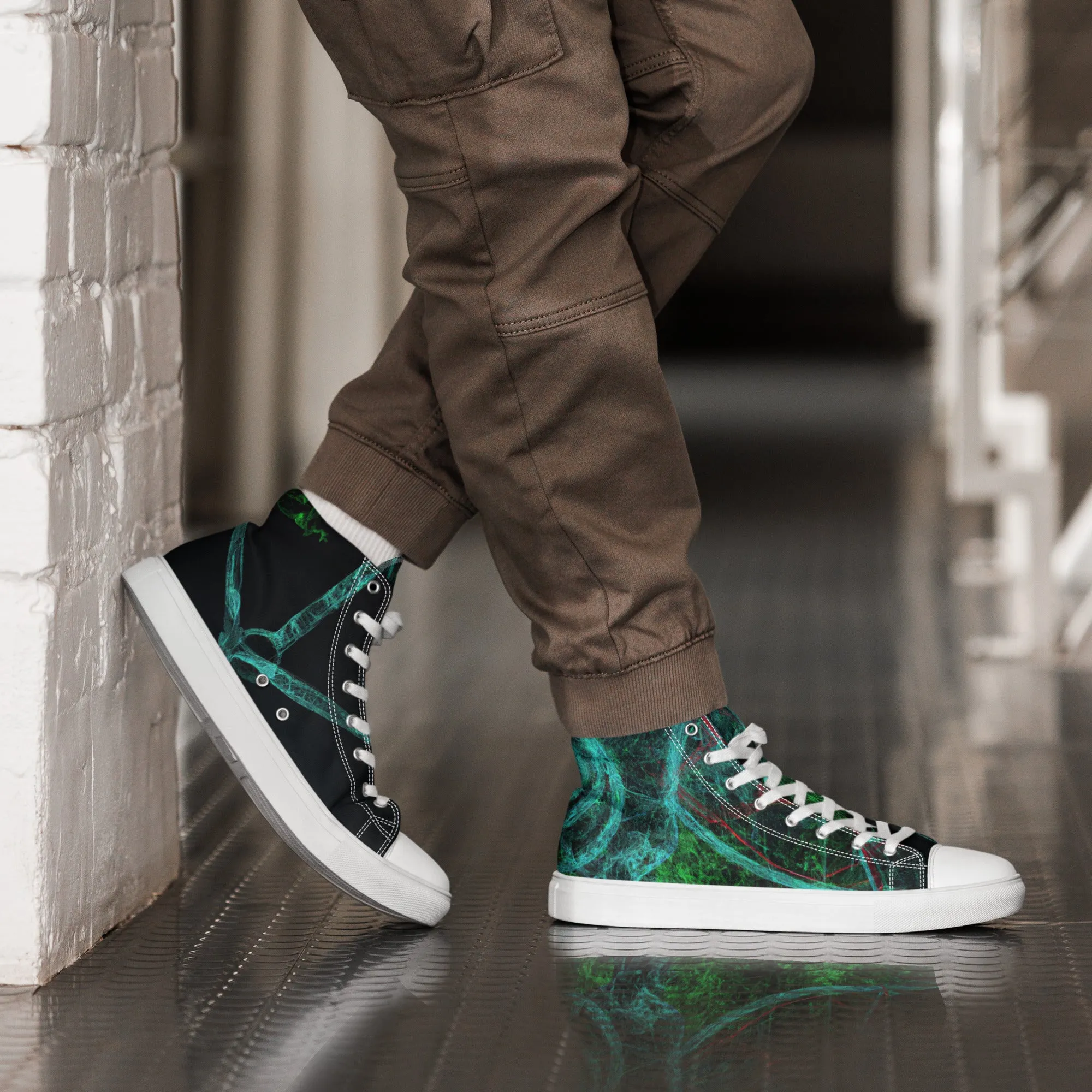 Elevate Your Style: Unique Dark Green Abstract High Tops | Limited Edition