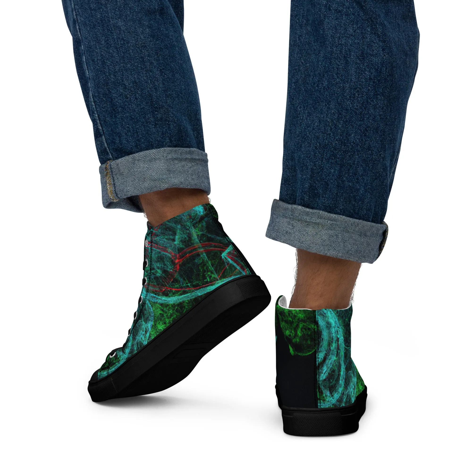 Elevate Your Style: Unique Dark Green Abstract High Tops | Limited Edition