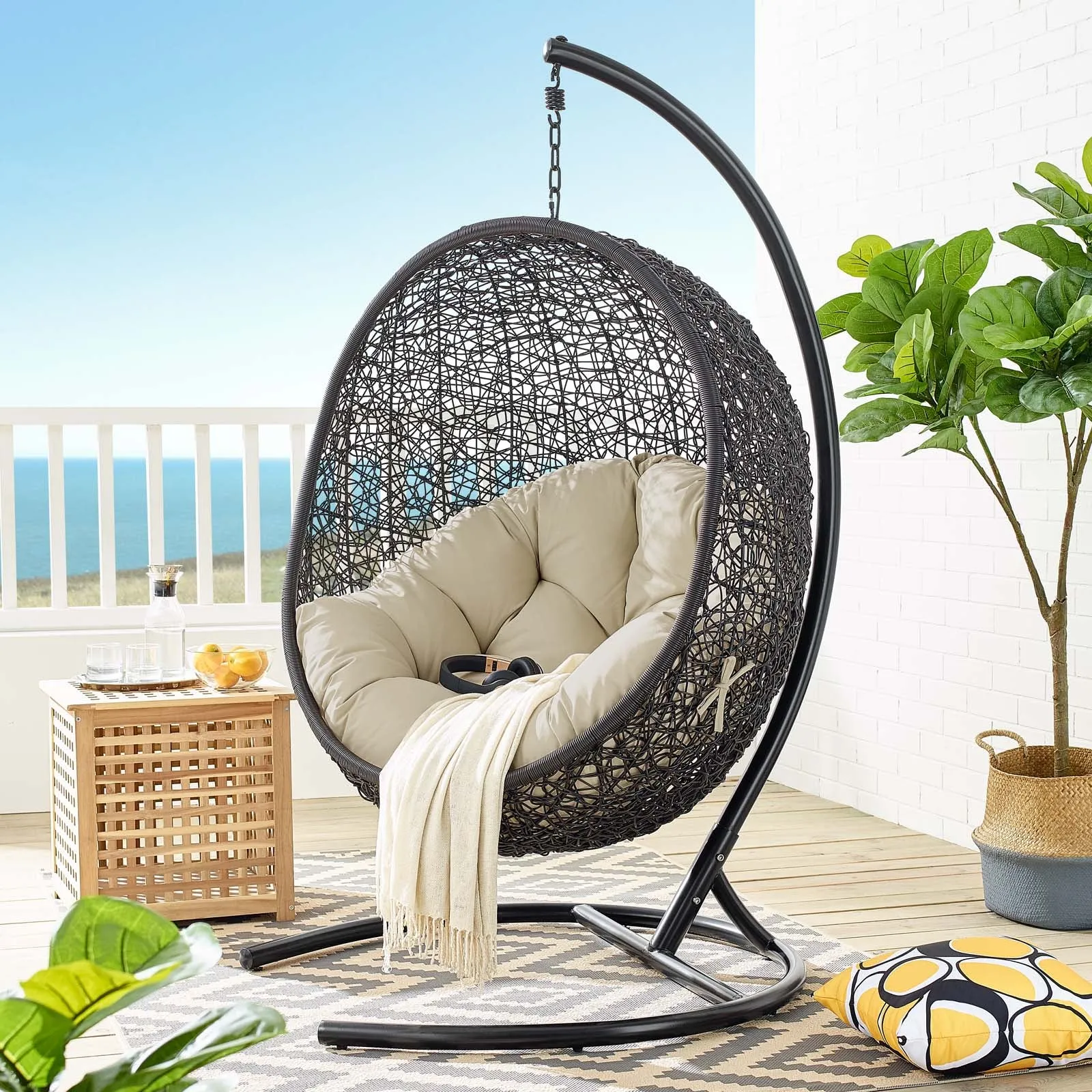 Encase Sunbrella Swing Outdoor Patio Lounge Chair