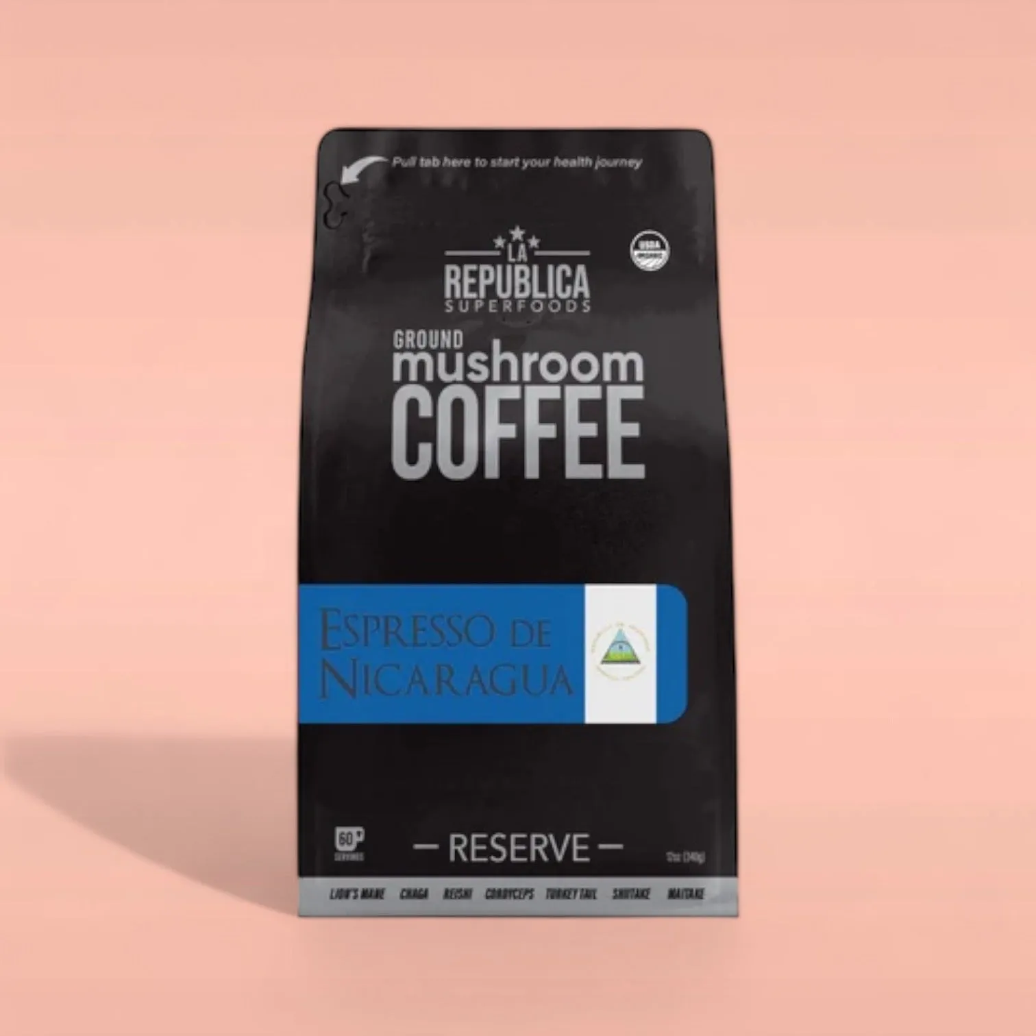 Espresso De Nicaragua Ground RESERVE Mushroom Coffee - La Republica