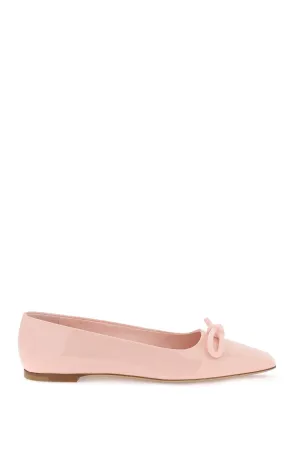 Ferragamo Elegant Pink Ballet Flats with Asymmetrical Bow for Women