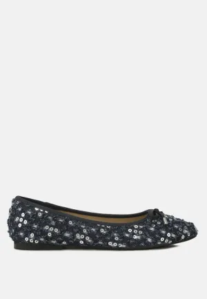 Florent Sequin Flat Bow Ballerinas