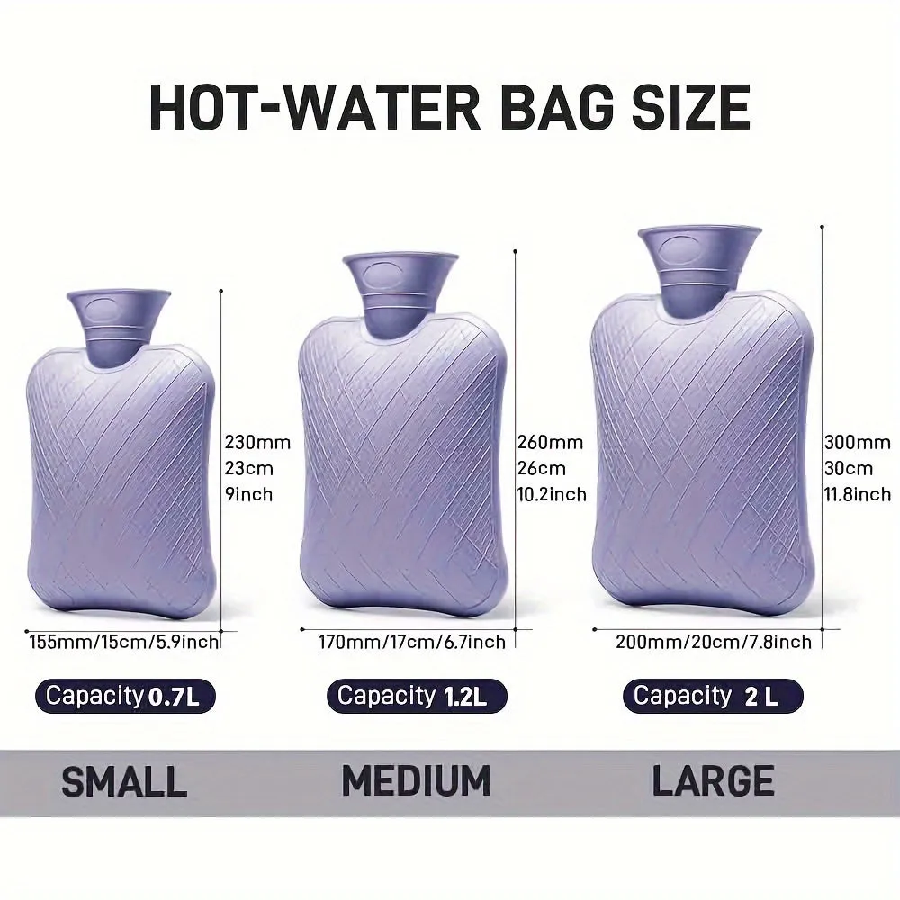 FORICOM 2L/1.2L/0.7L Hot Water Bottle For Pain Relief, Hot Water Bag For Back Pain, Heating Pad Non Toxic, Rubber.Made In PVC.