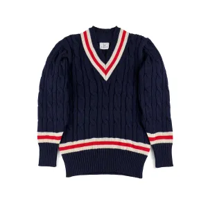 Fox Cricket Club Navy Sweater with Red & White Stripes