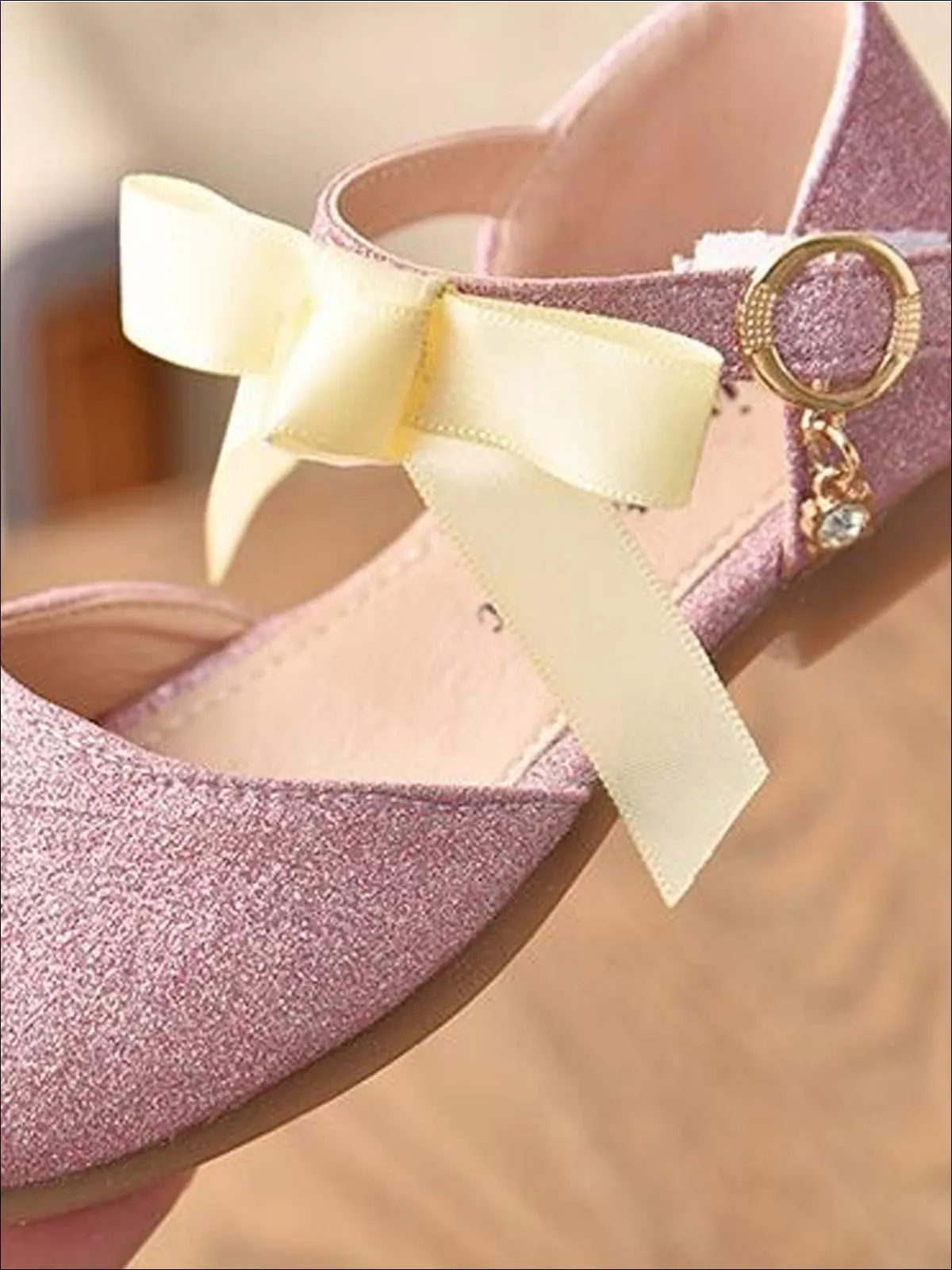 Girls Dressy Glitter Bow Tie Flats By Liv and Mia