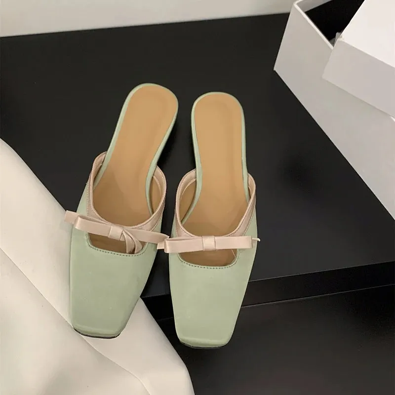 Hnzxzm Designer Summer Women Mules Slippers Fashion Ladies Outdoor Beach Vacation Flats Slides Female Butterfly-knot Shoes