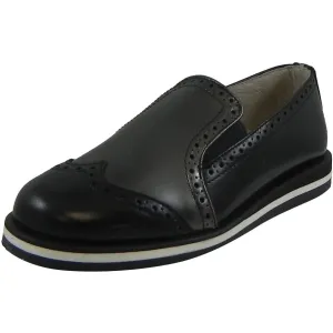 Hoo Shoes Charlie's Girl's and Boy's Metallic Leather Slip On Oxford Loafer Shoes Black Pewter