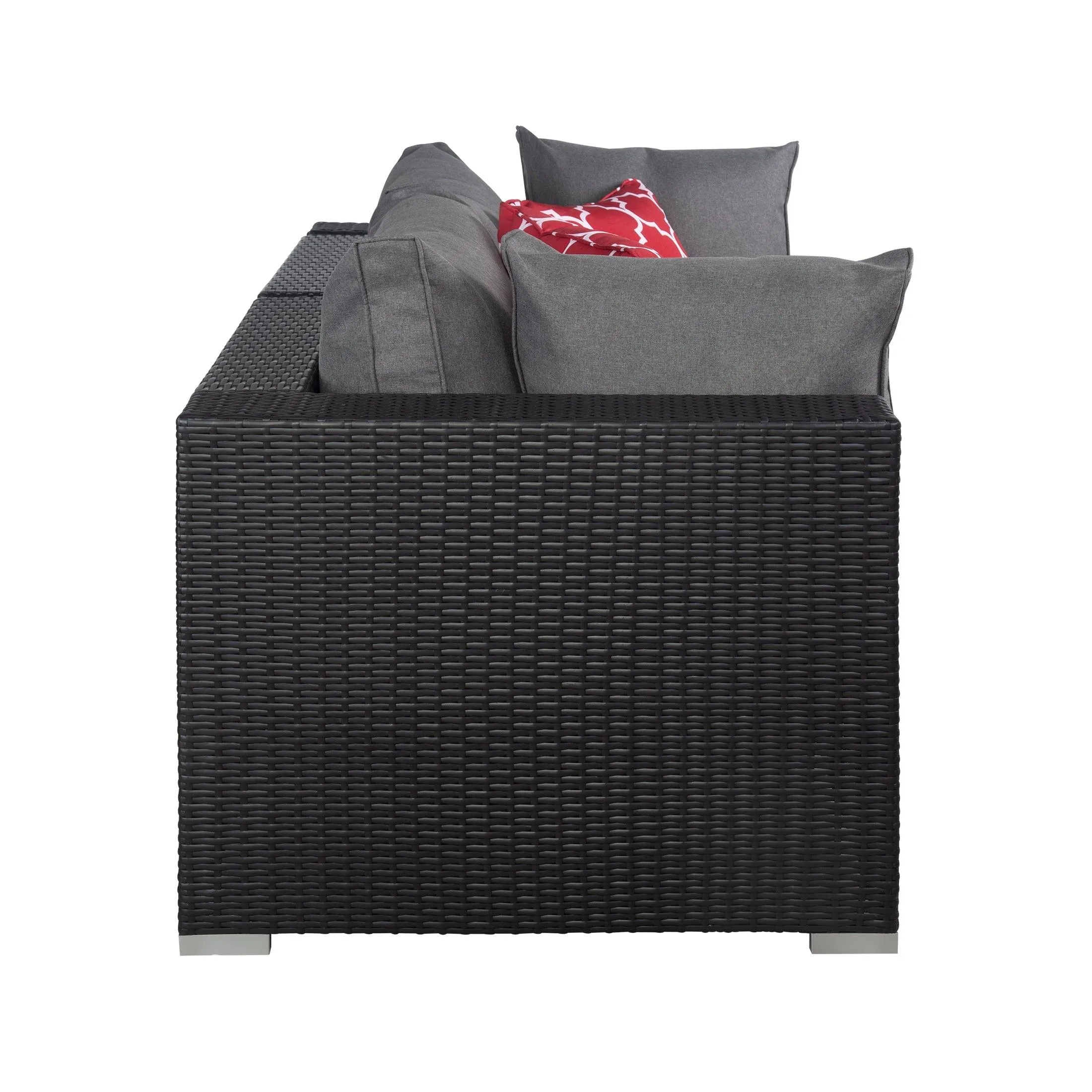 London 2-Piece Outdoor Patio Rattan Wicker Modular Sofa Espresso/Gray