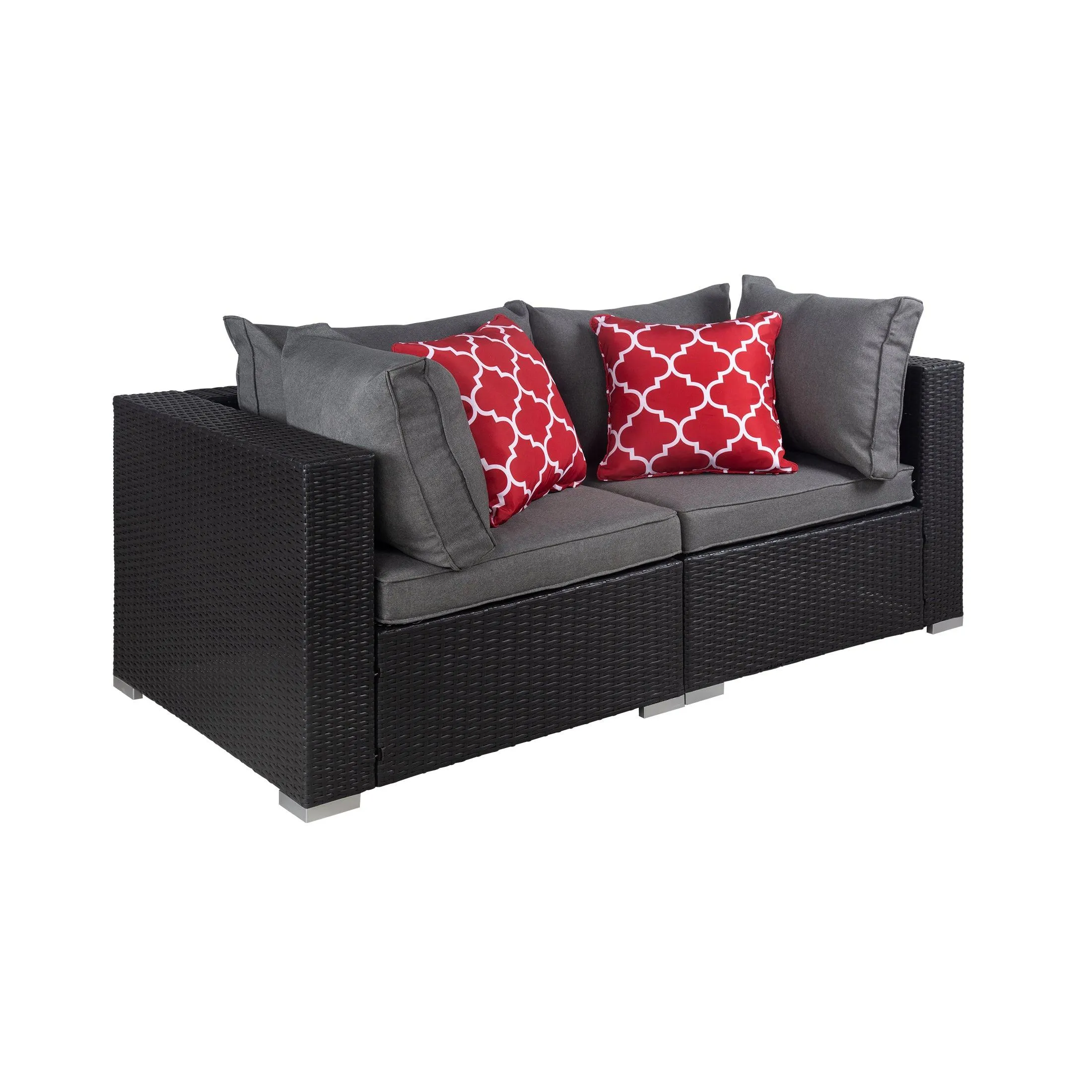 London 2-Piece Outdoor Patio Rattan Wicker Modular Sofa Espresso/Gray