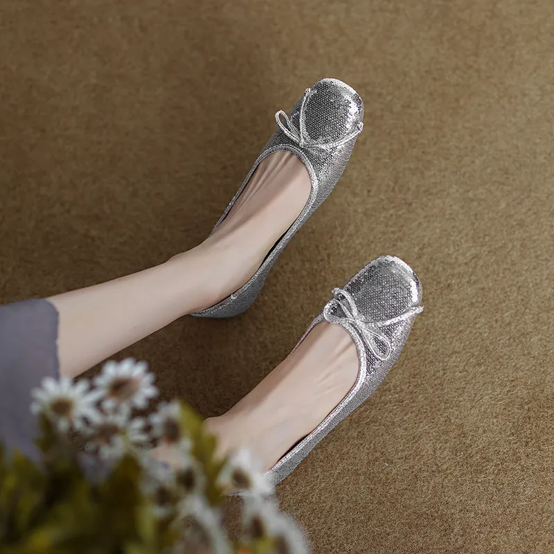 Maia Sequin Ballet Flats with Bow