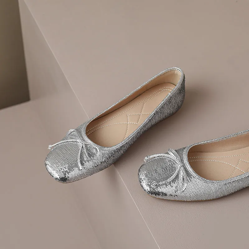 Maia Sequin Ballet Flats with Bow