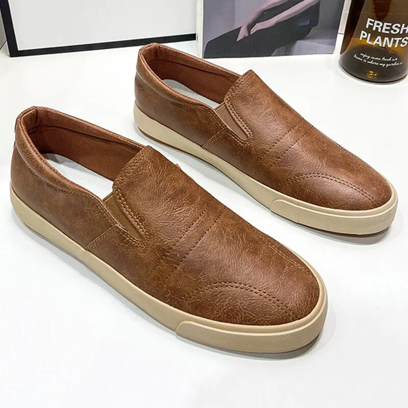 Men's Loafers Pu Leather Light Casual Shoes  Spring Men Outdoor Lazy Walking Shoes Men's Sneakers Soft Comfortable Men Shoes