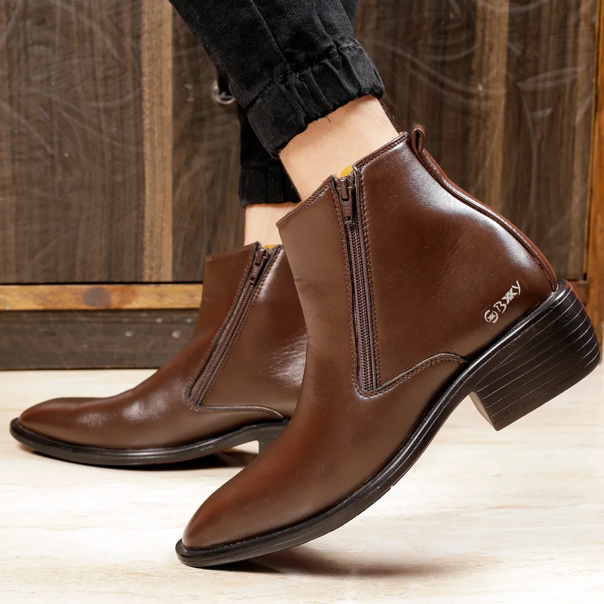 Men's Office Wear Formal Zipper Height Increasing Ankle Boots