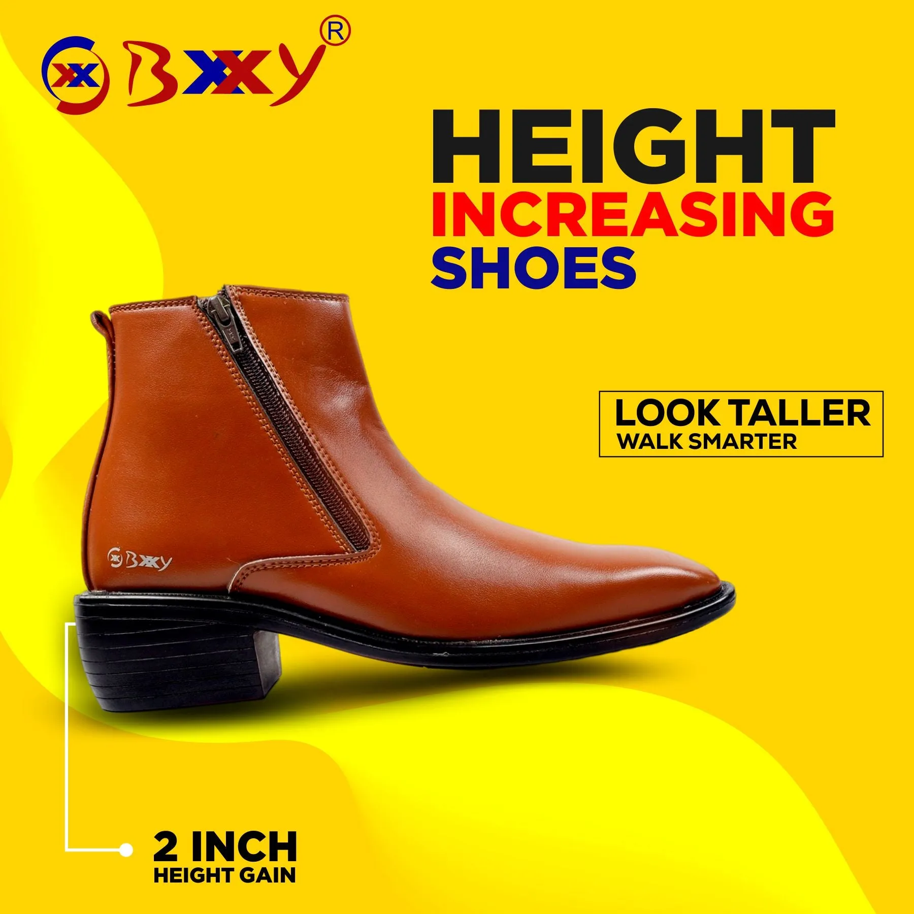 Men's Office Wear Formal Zipper Height Increasing Ankle Boots