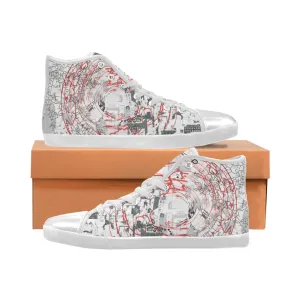 Men's Tornado Doodle Print Canvas High Top Shoes