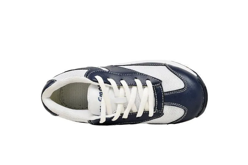 Mt. Emey 2155 White/Navy - Children Oil/Slip Resistant Shoes with Laces